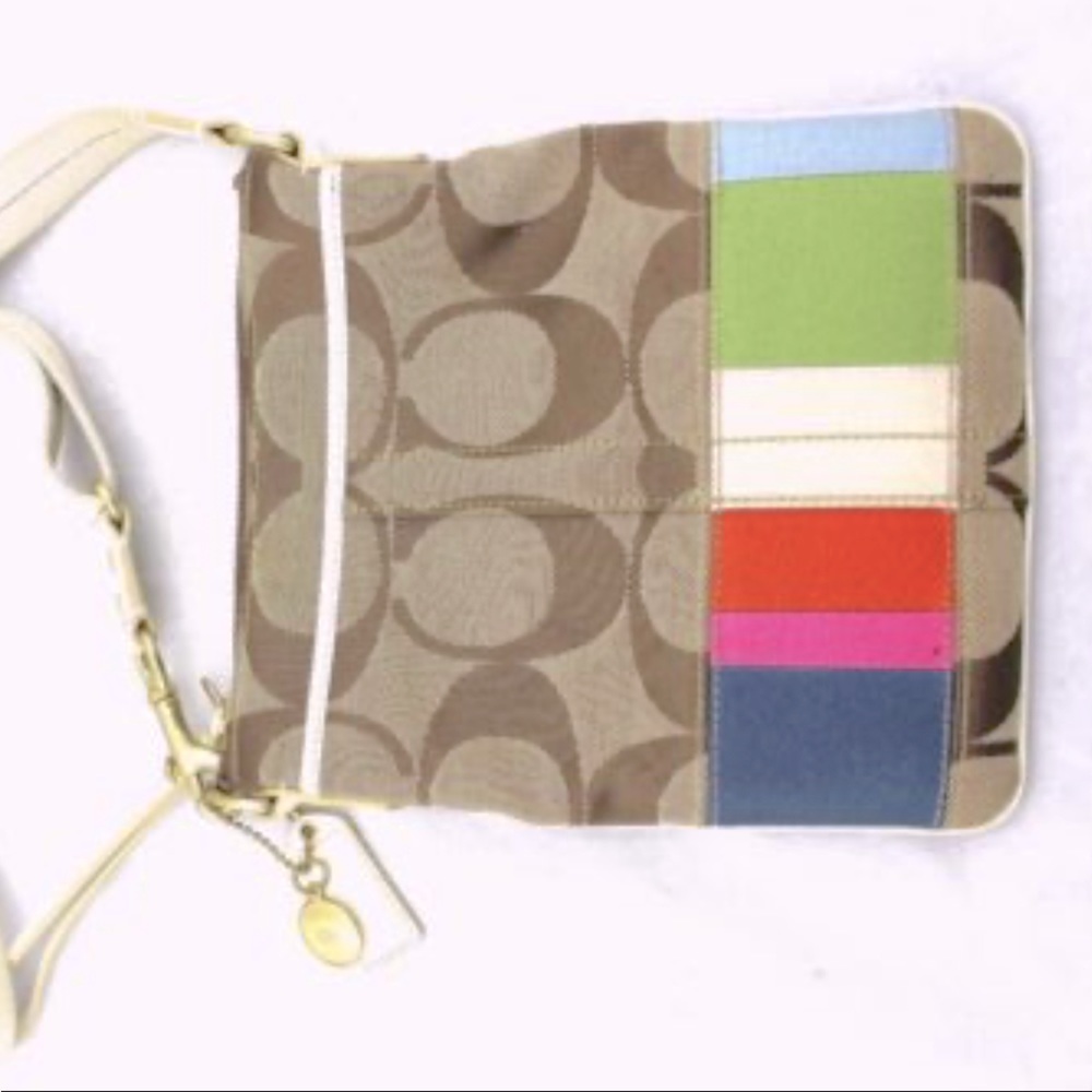 Vintage multicolor heritage coach crossbody bag